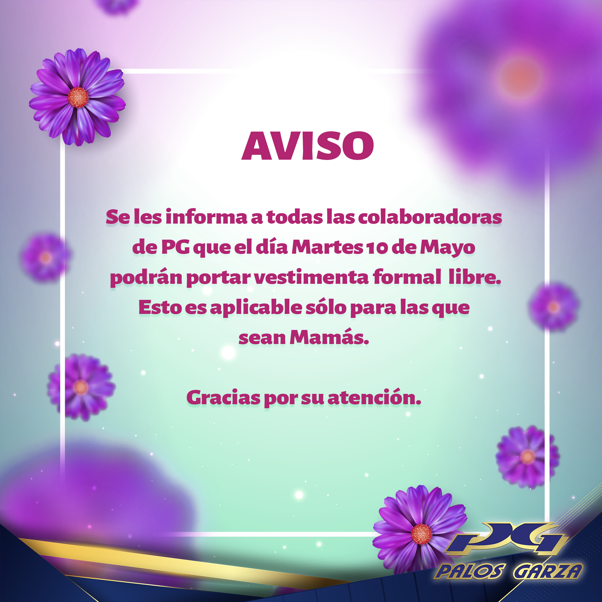 Aviso -10 de mayo vestimenta